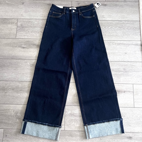 Flying Monkey Denim - Vervet by Flying Monkey Wide Leg Stretch Cuffed Jean - Brilliant Jewel